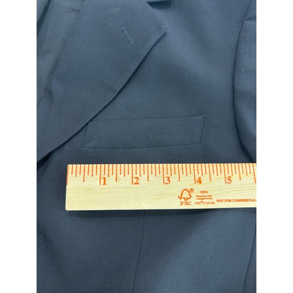Lauren Ralph Lauren Navy Blue Check Wool Blend Suit Jacket Blazer 48L 70% Wool - Picture 5 of 6